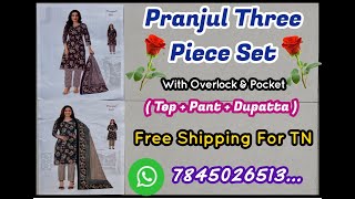 🔯 Pranjul Brand Pure Cotton Three Piece Set Top amp Straight Pant with DupattaShasti Fashions💃💃💃 [upl. by Michi380]