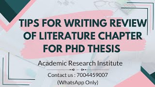 How to Write a PhD Thesis Review of Literature Chapter in Standard Scientific Format [upl. by Aihsekal]