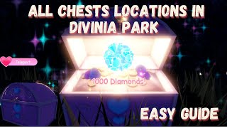 ALL CHEST LOCATIONS ROYALE HIGH 2022 DIVINIA PARK EASY GUIDE  ROYAL HIGH 2022 Roblox [upl. by Cerveny687]