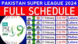 PSL 2024 All Matches Schedule  Full schedule of Pakistan super League 2024  Dates Venue amp Timing [upl. by Huxley]