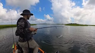 Flying Fish Early morning top water blowups Kayak Fishing Fort Fisher NC [upl. by Latrina126]