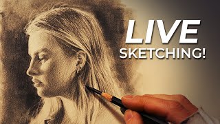 LIVESTREAM  Lets Sketch a Portrait with Graphite [upl. by Schreibe880]