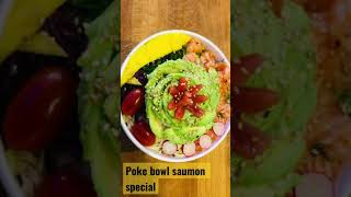 Poke bowl saumon special 🥗🥰  Restaurant sushi poke salade [upl. by Ilatfen]