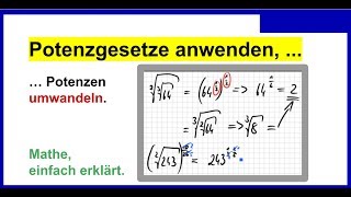 Potenzgesetze anwenden Potenzen umwandeln Aufgaben mit Lösungen PG8 [upl. by Eniamreg]