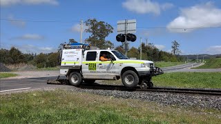 Rail Technology International Rail Flaw analysis track sonar vehicle crossing Mole Creek Road [upl. by Eatnom]