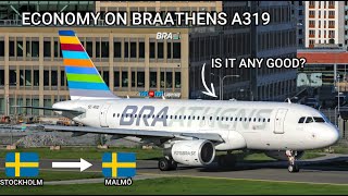 BRUTALLY HONEST  Flying Braathens Airbus A319 in ECONOMY from Stockholm to Malmö [upl. by Enisaj]