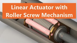 Linear actuator with Roller Screw mechanism rollerscrew actuator mechanicalengineering [upl. by Sandeep]