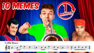 10 EPIC MEMES in 1 SONG in 1 MINUTE BUT with Sheet Music  Notes [upl. by Ennyletak52]