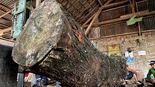 What is Hidden in a 100yearold Trembesi Wood Wood Processing for Amazing Table Raw Materials [upl. by Wilek]