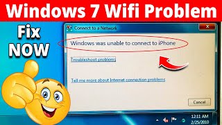 Fix  Windows Was unable to connect to wifi Windows 7 Problem⚡⚡  PC WiFi Problem [upl. by Shedd]