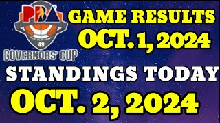 PBA Game Results October 1 2024  PBA Standings Today As of October 2 2024 [upl. by Ntsuj]