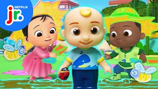 Farmer JJs Planting Playground Party 🌱 CoComelon Lane Toy Play  Netflix Jr [upl. by Kimberley]