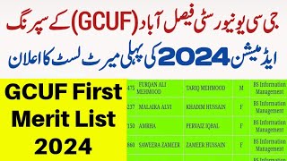 GC University Faisalabad Spring admissions First Merit list 2023GCUF First Merit 2024 [upl. by Hairej]