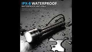 Best Portable Flashlight XML T6 L2 Scuba Dive torch 200M Underwater IPX8 Waterproof 18650 [upl. by Sulakcin]