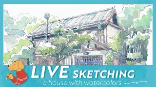 LIVE sketching a house with watercolors [upl. by Jehias]