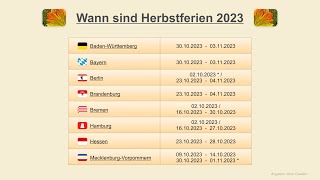 Wann sind Herbstferien 2023 [upl. by Shanon]