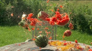 Rubber bands vs Water Melon  The Slow Mo Guys [upl. by Sabsay630]