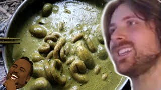 Forsen Reacts  DARKEST Hot Pot Ever CowDung soup  POOP SOUP [upl. by Neelyt]