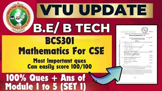 BCS301 Module 1 to 5 Maths Most Important Ques  Ans vtu importantquestions engineering [upl. by Ydnes773]