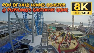 Front Row 8K POV of Wild Waves Roller Coaster in Ocean City NJ  Playlands Castaway Cove Park [upl. by Llenart]