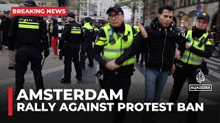 Amsterdam police says it will arrest people defying demonstration ban [upl. by Porett]