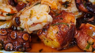 PULPO CON GAMBASRECETA TRADICIONAL PASO A PASO [upl. by Neeka]