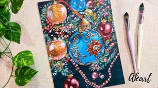 How To Draw CHRISTMAS Ornaments Acrylic Painting For Beginners [upl. by Lienaj18]