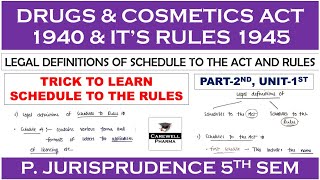 Schedules to the Act and Rules by TRICK  Part2 Unit1  Drug amp Cosmetic Act  P Jurisprudence [upl. by Desdee220]