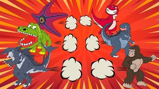 Round One Begins  Kong Godzilla Jr TRex Dinosaur Team In Farting Contest  GTK  Dinotoons [upl. by Aiynat]