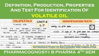 VOLATILE OILS Ethereal Oil  Plant Secondary Metabolites  Pharmacognosy1  U4 BPharm 4th sem [upl. by Leroy]