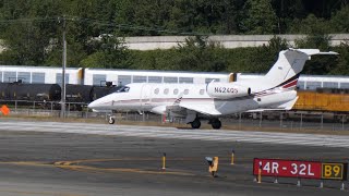 Embraer Phenom 300 plane taking off from Boeing Field Seattle [upl. by Hgielsa319]