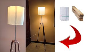 How to make a Wooden Tripod Lamp DIY [upl. by Namwen]