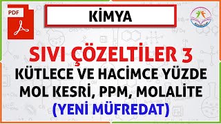 SIVI ÇÖZELTİLER 3 11SINIF2020 AYTKÜTLECE  HACİMCE YÜZDE  PPM MOL KESRİ MOLALİTE YENİ MÜF [upl. by Atalie]