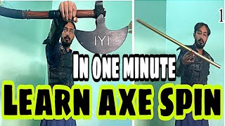 Learn turgut axe moves in 1 minute  how to spin axe  kulhara ghomana sekhy  axe spinning skills [upl. by Ayhtak]