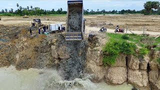 WowWonderful Project Mud Dirty Landfill Into Deeply Huge Pond Working Techniques Bulldozer D60P [upl. by Aikin315]