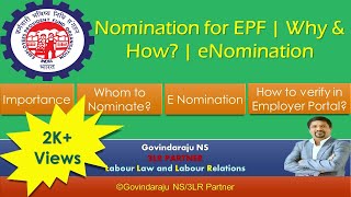 Nomination for EPF  Why amp How  eNomination [upl. by Nirrep]