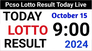 Lotto Result Today 9pm live draw 15 October 2024 Swertres Ez2 PCSO live result [upl. by Apfel]