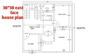 30x30 east facing house plan  1 bhk east facing house plan with parking [upl. by Aerdnuahs]