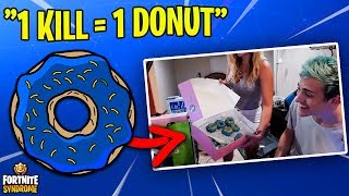 NINJA TAKES ON THE DONUT CHALLENGE w WIFE 1 kill  1 donut [upl. by Saffren]