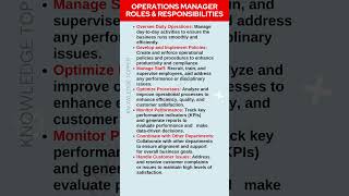 Operations Manager Roles and Responsibilities  Operations Manager Skills  Operations Manager Job [upl. by Neened]