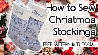 How to Sew Lined Christmas Stockings with Free Pattern by Craftcore DIY [upl. by Jestude]