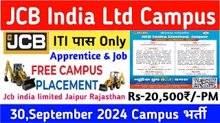 Jcb india limited jaipur  jcb india limited jobs  iti campus placement 2024 [upl. by Ahsuoj]