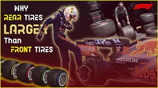 Why F1 cars have larger rear tires  Explained [upl. by Aniretake]