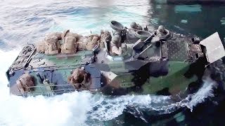 US Marines Assault Amphibious Vehicle  Well Deck Landing [upl. by Yahsed]