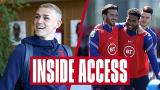 Saka’s Pranks St George’s Park Arrivals amp Training MiniMatches 🦁  Inside Access  England [upl. by Oiuqise]