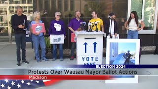 Protests over Wausau mayor removing ballot box [upl. by Winikka]