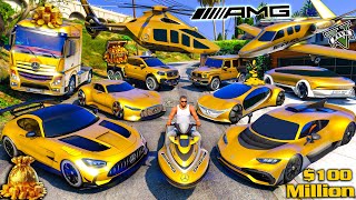 GTA 5  Stealing DECILLIONAIRE Golden Mercedes Cars with Franklin  GTA V Real Life Cars 133 [upl. by Phillipe872]