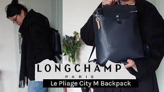 Longchamp Le Pliage City M Navy Backpack Review [upl. by Wickham]