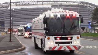 21 Medical Ambulance Buses Responding Into The Staging Area At A MCI Drill 42517 [upl. by Perni]