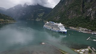 Geiranger Fjord 4K 2023  Norwegian Prima Cruise Ship [upl. by Tserof705]